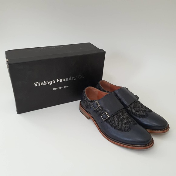 Vintage Foundry Co. Monk Strap Leather Navy Shoes main image 7